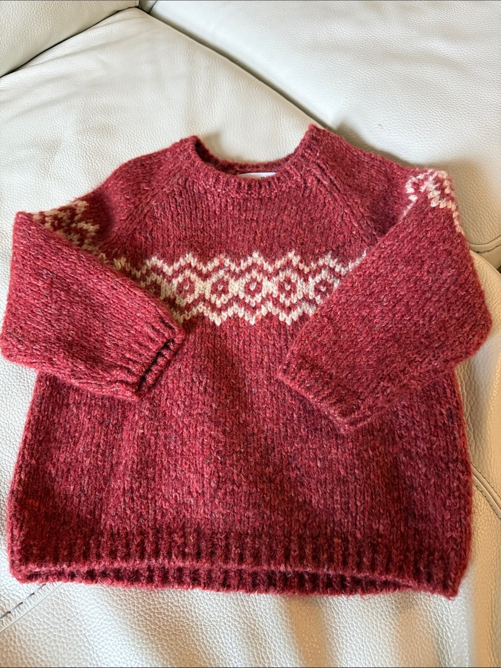 Zara Baby Red and White Patterned Crewneck Sweater